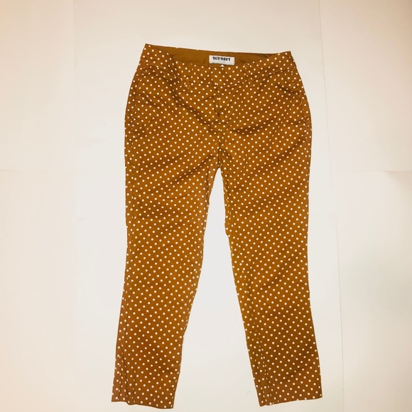 Old Navy Women’s Pixie Skinny Ankle Cropped Copper Brown White Polka Dot Pants 0 - Picture 2 of 13